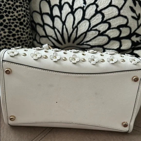 Coach Cream Floral Studded Satchel - Picture 6 of 9
